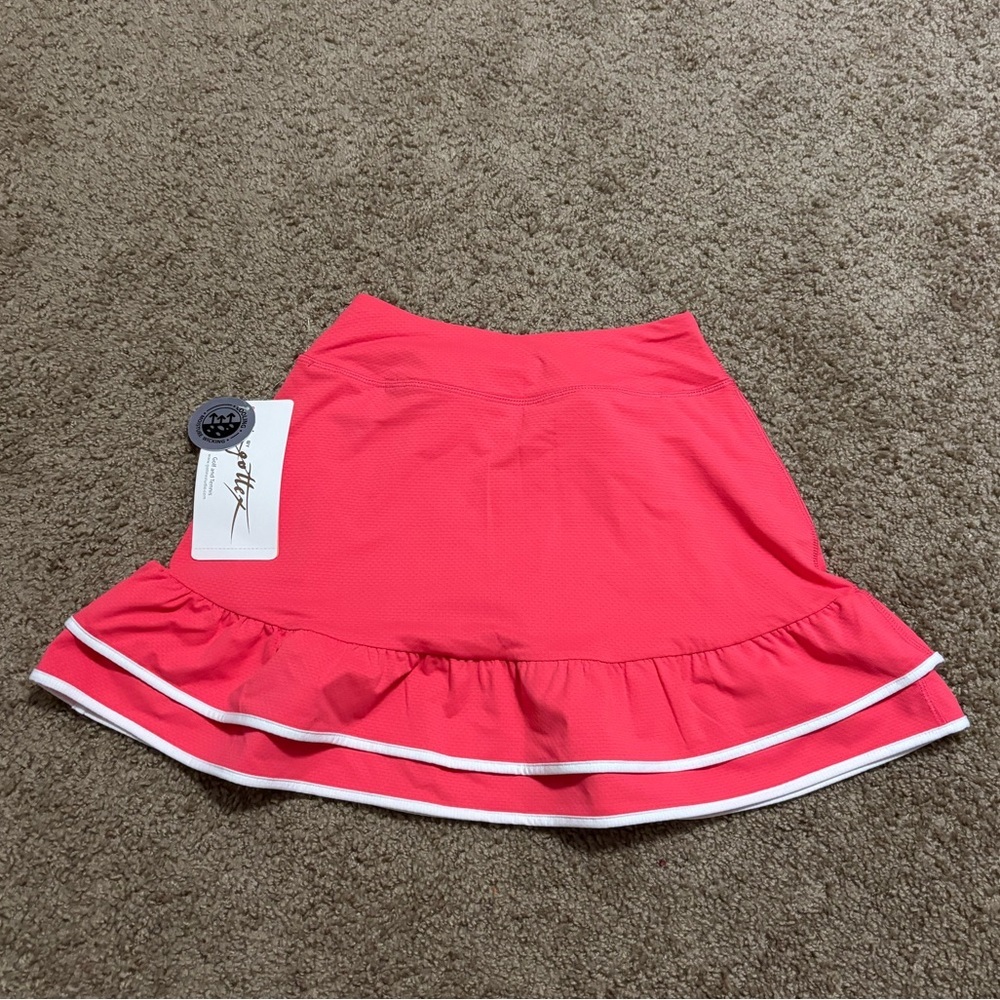 Gotten Double Ruffle Active Skirt in Coral Size XS - Picture 2 of 5